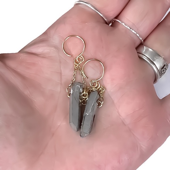 14KYGF Crystal Quartz Point Earrings - Picture 7 of 12